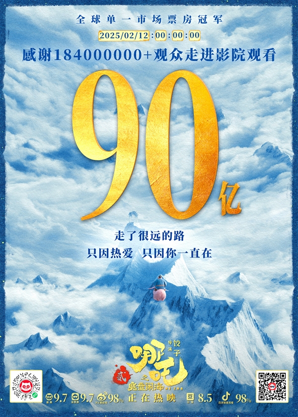 网友：《哪吒2》都到90亿了 必须四舍五入