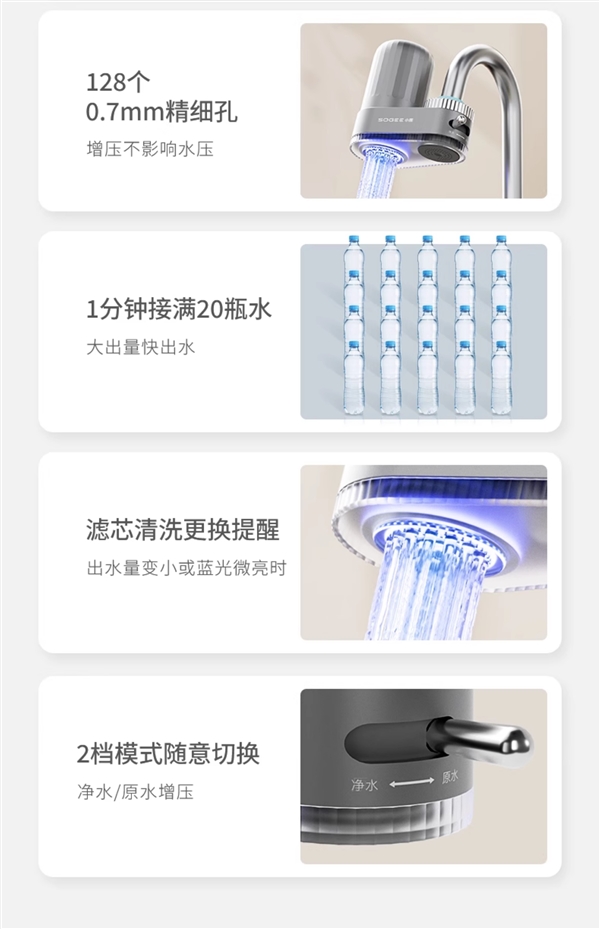 紫外线+阻垢+除氯：小质水龙头净水器59元探底