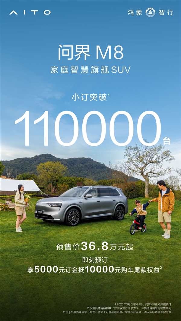 全新问界M8小定销量破11万辆，9系SUV市场竞争加剧