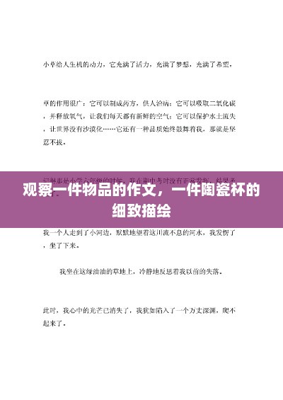 陶瓷杯的细腻描绘与观察，一篇关于艺术作品的探索与感悟的文章