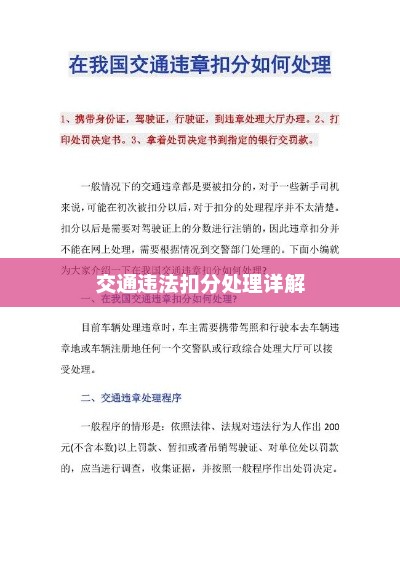 交通违法扣分处理指南