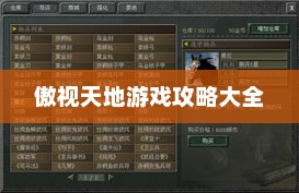 傲视天地游戏攻略大全