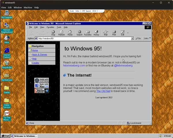 重温Windows 95经典时光，无需重装，轻松体验旧时光的魅力