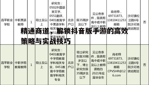 精通商道，解锁抖音版手游的高效策略与实战技巧