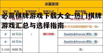 必赢棋牌游戏下载大全-热门棋牌游戏汇总与选择指南